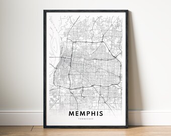 Instant Download Memphis Map Print Memphis Tennessee Map Poster Memphis Printable Digital Map Black And White Print Memphis Home Map Poster