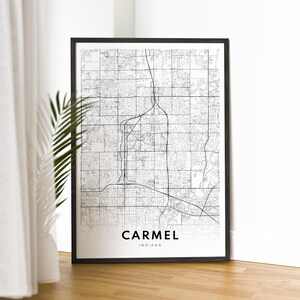 Carmel IN Karte Print, Carmel Indiana Karte Poster, Carmel Druckbare Karte, digitaler Download Carmel Schwarzweiß-Karte, WallArt Carmel Kartenskizze