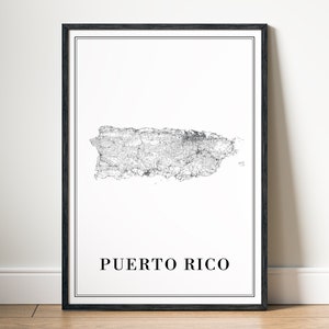 Fuerte Rico Karte Print Download Fuerte Rico Karte Digitales Poster Fuer Rico Karte Road Digital Druckbare Fuerte Rico schwarz weiss Karte