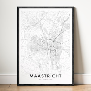 Impressão do mapa de Maastricht, pôster do mapa de Maastricht, Holanda, download do mapa imprimível de Maastricht, impressão digital em preto e branco de Maastricht