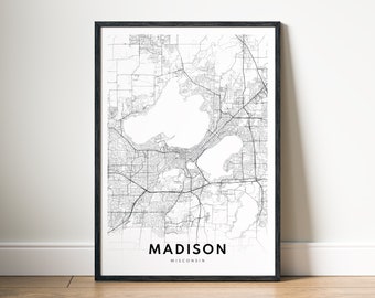 Madison WI Map Print Madison Wisconsin Map Poster Download Madison Printable Map Digital Madison Black And White Map Wall Art Madison Sketch