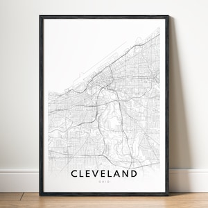 Sofortiger Download Cleveland Karte Druck, Cleveland Ohio Poster, Karte Cleveland druckbare, schwarz und weiß Karte, Cleveland Street Map Poster