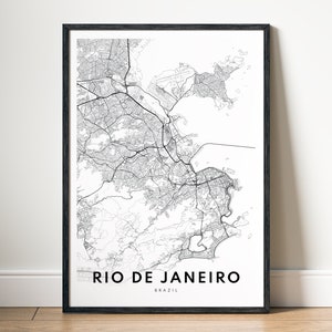 Sofortiger Download Rio De Jaeaner Karte Druck Rio De Jaeaner Poster Digitale Karte Rio De Janeien Druckbare schwarz und weiß Karte Kunst Wandskizze