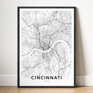 Cincinnati Map Print Cincinnati Ohio Map Poster Download Printable Cincinnati Map Minimalistic Map Cincinnati Black And White Map Print