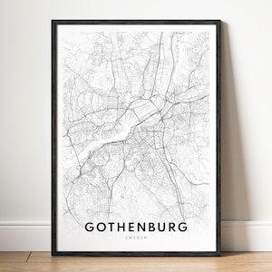 Gothenburg Map Print Download Gothenburg Schweden Karte Poster Digitale Gothenburg Map Printable Schwarzweiß-Home-Print Gothenburg Sketch Map