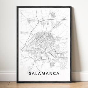 Mapa de Salamanca Imprimir Baixar Mapa de Salamanca Espanha Pôster Mapa digital de Salamanca para impressão Mapa em preto e branco Salamanca Esboço de mapa Arte de parede