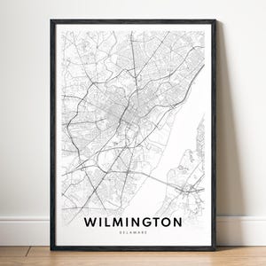 Wilmington DE Map Print Wilmington Delaware Map Poster Download Wilmington Druckbare Karte Digitale Wilmington schwarz weiß Karte Wilmington