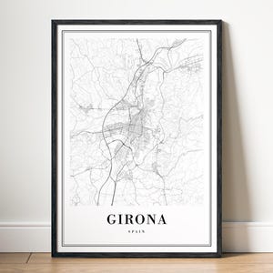 Girona Karte Drucken Girona Spanien Karte Poster Download Girona Druckbare Karte Digitale Girona Schwarzweiß-Karte Wandkunst Girona Kartenskizze