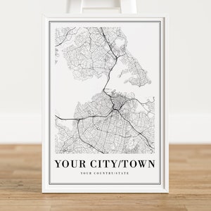 Benutzerdefinierte Stadt Karte zum ausdrucken, personalisierte Karte Poster, digitaler Download Stadtplan, Stadt Karte Kunst, Heimatstadt Karte personalisiert, digitale Karte Poster