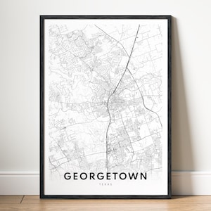 Georgetown TX Karte Poster Georgetown Texas Karte Poster Druckbare Stadt Karte Digitaler Download Georgetown schwarz und weiß Karte Georgetown Aesthetic