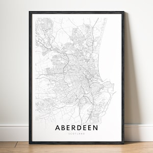 Aberdeen Map Print Aberdeen Scotland Map Poster Download Aberdeen Printable Map Digital Black And White Aberdeen Map Art Template Aberdeen