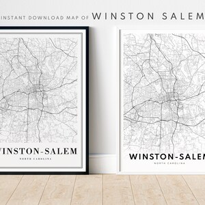 Winston-Salem Map Print Winston-Salem North Carolina Map Poster Download Winston-Salem Printable Map Digital Winston-Salem Black And White