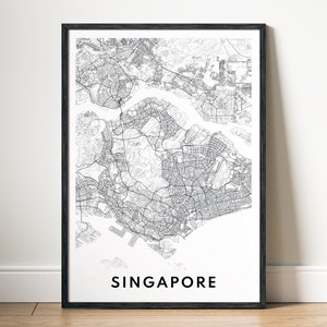 Sofortiger Download Singapur Karte Druck Singapur Poster digitale Karte Singapur Druckbare schwarz und weiß Karte Wand Singapur Druck zu Hause