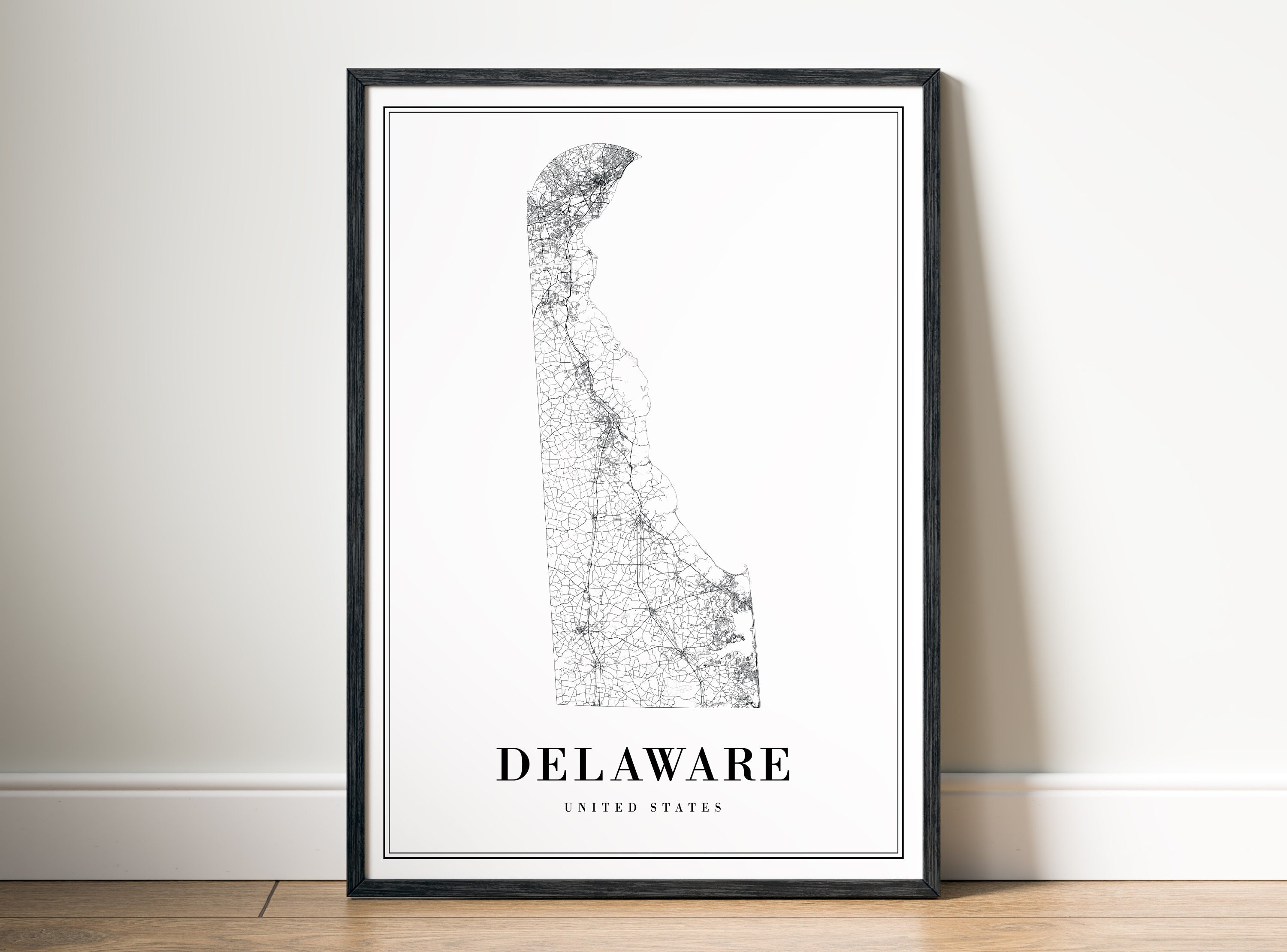 Delaware State Map Print Delaware Map Poster Download Delaware Printable Map Digital Delaware Black And White Print Delaware Map Art Sketch