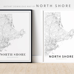 North Shore Massachusetts Map Print North Shore Map Poster Download Printable North Shore MO Digital Map Art Black And White North Shore Map