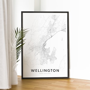 Wellington Map Print Wellington Neuseeland Karte Poster Download Wellington Karte Digitale schwarz weiß Wellington Map Art Vorlage