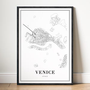 Venedig Karte Drucken Venedig Italien Karte Poster Download Venedig Druckbare Karte Digitale Venedig Schwarzweiß-Karte Wandkunst Venedig Skizze Poster