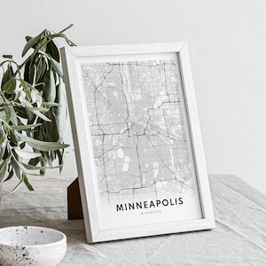 Minneapolis Map Print Minneapolis-Minnesota Poster Download Minneapolis Printable Map Digital Black And White Minneapolis Map Home Print image 5