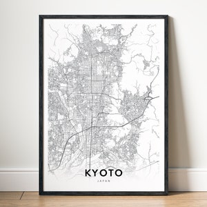 Kyoto Japan Karte Druck Download Kyoto Karte Poster Kyoto Karte Digital Druckbare Kyoto Karte Schwarzweiß Kyoto Karte Digitaldruck Kyoto Wandkunst