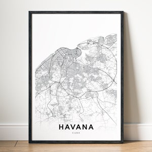 Natychmiastowe pobieranie Hawana Kuba Mapa Wydrukuj Hawana Mapa Drogowa Plakat Cyfrowa Hawana Wydrukuj Mapa Czarno-Biała Strona Główna Wydrukuj Hawana Mapa Sztuka Plakat