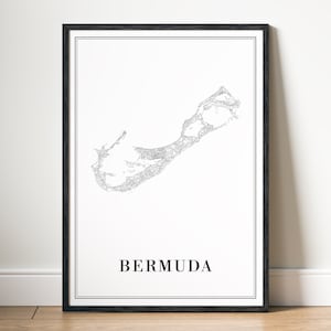 Bermuda Map Print Bermuda Map Poster Download Bermuda Karte Druckbare Landkarte Digital Bermuda Schwarzweiß-Druck Bermuda Karte Kunst Skizze Bermuda