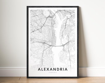 Alexandria Virginia Map Print Digital Download, Black and White Printable Poster, Minimalist City Map Wall Art