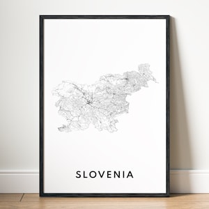 Slovenien Karte Druck Download Slovenien Karte Poster Druckbare Landkarte Schwarze und weisse Karte Minimalien Druckbare Landkarte