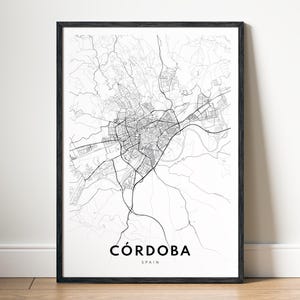 Córdoba Karte Druck Córdoba Spanien Karte Poster Download Córdoba Druckbare Karte Digitale Córdoba Schwarzweiß-Karte Wandkunst Córdoba Skizze Poster