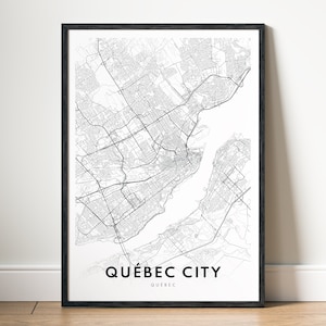 Quebec City Map Print Instant Download Quebec City Canada Poster Digital Map Quebec City Printable Black And White Map Wall Art Quebec City