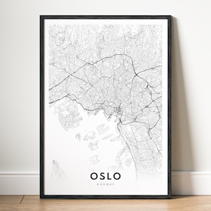 Oslo Karte Drucke Poster Download Oslo Norwegen Karte Poster Digitale Karte Oslo druckbare schwarzweiße Karte Oslo Stadtplan Kunstdruck Oslo Heimatstadt Print