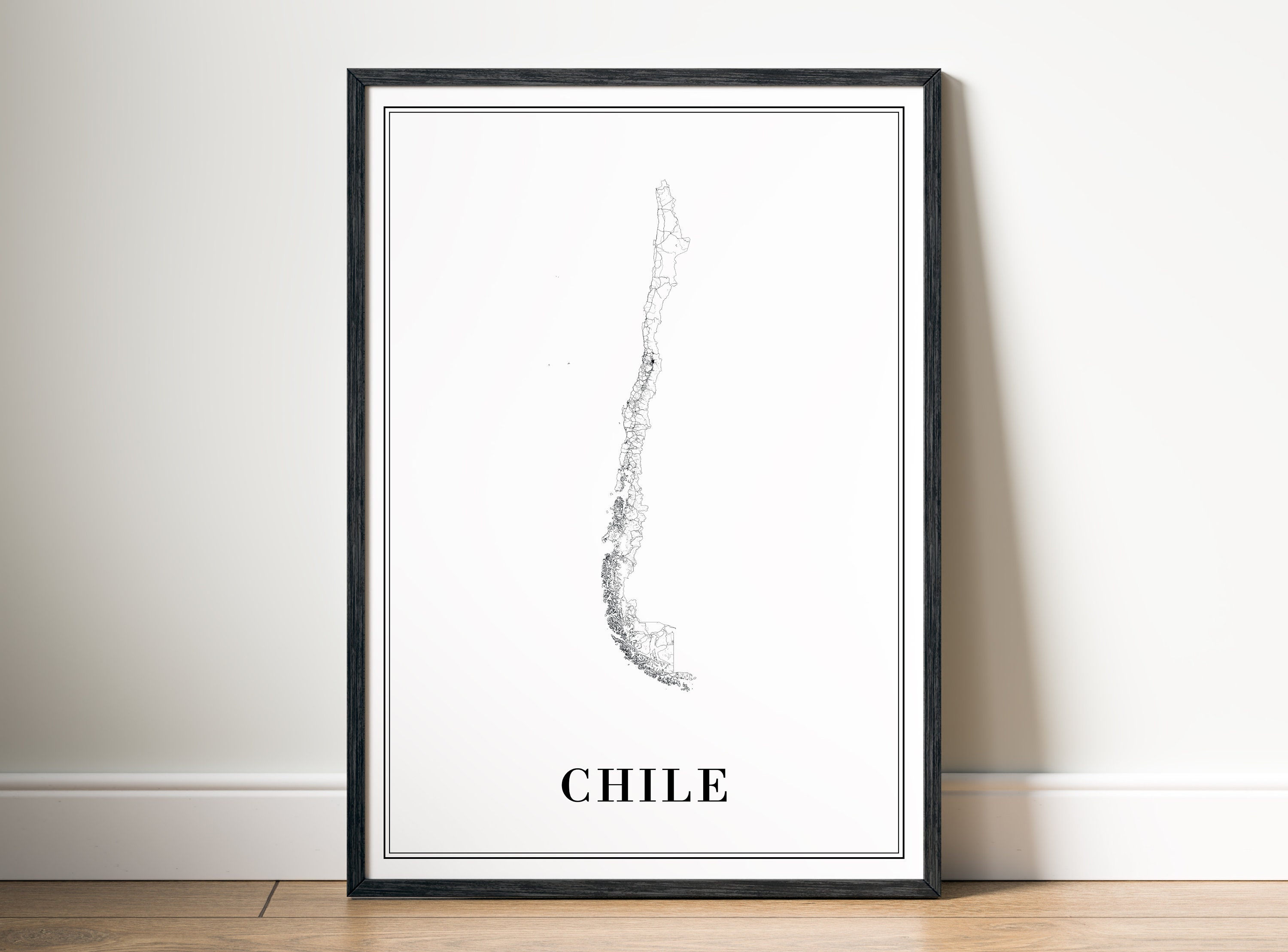 Chile Map Print Download Chile Map Poster Printable Chile Map Digital Chile Black and White Map ...