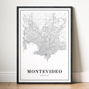 Montevideo Uruguay Karte Druck Download Montevideo Poster Digitale Karte Montevideo Druckbare Schwarzweiß-Karte Wandkunst Montevideo Skizze