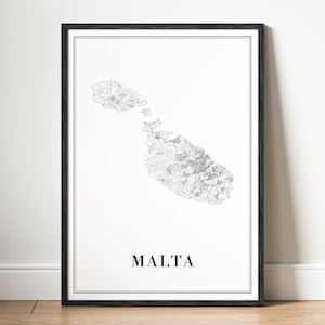 Malta Map Print malta Karte Poster Download malta druckbare digitale Karte von malta schwarz weiß drucken malta sofortiger download malta karte digital