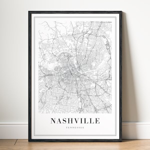 Nashville TN Karte Print, Nashville Tennessee Karte Poster, Download druckbare Karte Poster, Karte Wandkunst, Schwarz-Weiß-Karte, Nashville Maparts