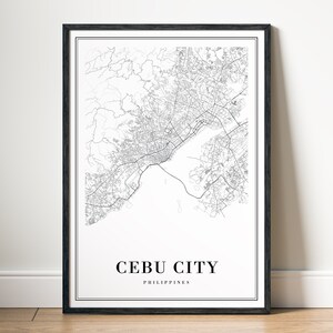 Mapa da cidade de Cebu Imprimir Mapa da cidade de Cebu Filipinas Baixar Mapa para impressão da cidade de Cebu Mapa digital em preto e branco Mapa de esboço da cidade de Cebu Arte