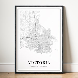 Victoria Kanada Karte Druck, Victoria British Columbia Karte Poster, digitaler Download Victoria druckbare Karte, schwarz und weiß Kartenskizze