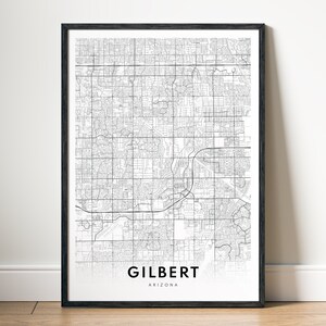 Sofortiger Download Gilbert Karte Druck Gilbert Arizona Poster Digitale Karte Gilbert Druckbare schwarz und weiß Karte Wand Kunst Gilbert Druck Zuhause