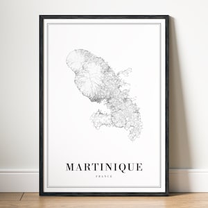 Martinique Karte Poster Martinique Frankreich Karte Poster Download Martinique druckbare Karte digitale Martinique schwarzweiße Karte Kunstskizze