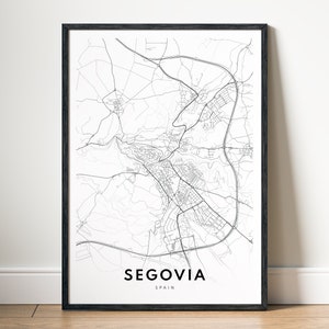 Instant Download Segovia Spanje kaart afdrukken Segovia kaart poster digitale kaart Segovia afdrukbare kaart zwart-wit Home afdrukken kaart kunst Segovia