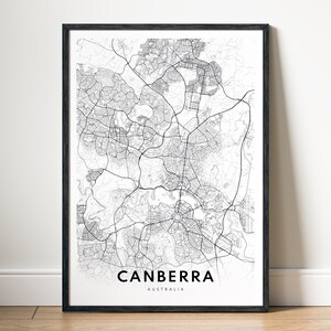 Instant Download Canberra kaart afdrukken Canberra Australië kaart poster digitale kaart Canberra afdrukbare zwart-wit Canberra kaart afdrukken thuis