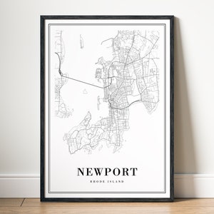 Newport Rhode Island Map Print Newport Poster Download Newport druckbare Karte Digitale Landkarte Newport schwarzweiß Print Wandkunst Skizze