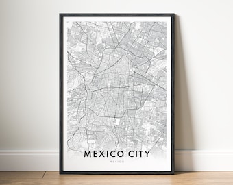 Mexiko-Stadt Karte Drucken Digitaler Download Mexiko-Stadt Poster Karte Mexiko-Stadt Druckbare schwarzweiß-Karte Wandkunst Mexiko-Stadt Skizze