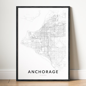 Anchorage Alaska Karte Poster Download Anchorage Map Poster Druckbare Anchorage Digitale Karte Anchorage Schwarzweiß-Druck Anchorage Map Skizze