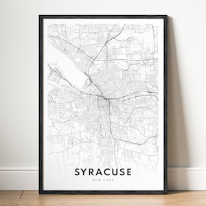 Sofortiger Download Siracuse New York Karte Print Siracuse Poster Digitale Karte Siracuse druckbare schwarzweiße Karte Wandkunst Siracuse NY Poster