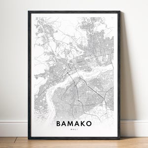 Bamako Karte Print Bamako Mali Karte Poster Download Bamako Druckbare Karte Digitale Bamako Schwarzweiß-Karte Wandkunst Bamako Kartenskizze