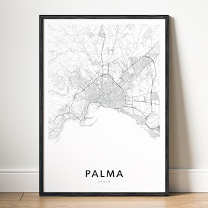 Sofortiger Download Palma Spanien Karte Poster Palma Karte Poster Digitale Karte Palma Karte Druckbare Karte schwarz weiß Home Print Map Kunst Palma de Mallorca