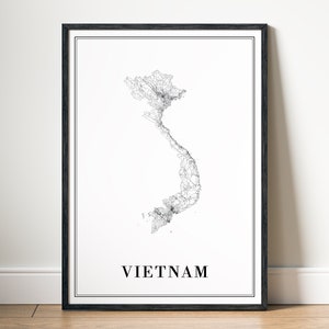 Download instantâneo Mapa do Vietnã Impressão de estrada Pôster do Vietnã Mapa digital do Vietnã Mapa para impressão do Vietnã Mapa de esboço do Vietnã em preto e branco Arte de parede do Vietnã