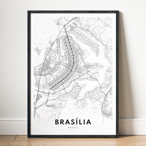 Mapa de Brasília Imprimir Brasília Mapa do Brasil Pôster Download Mapa de Brasília para impressão Mapa digital de Brasília Mapa em preto e branco Pôster de esboço de Brasília