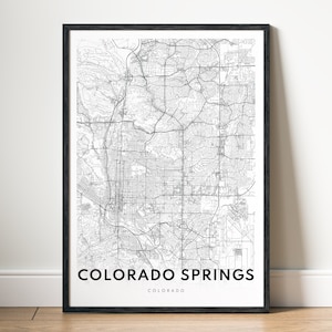 Colorado Springs Karte Druck Colorado Karte Poster Digitale Colorado Springs Schwarzweiß druckbare Karte Colorado Springs Download Karte Wandkunst