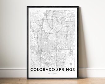 Colorado Springs Colorado Map Print Digital Download, Black and White Printable Poster, Minimalist Wall Art